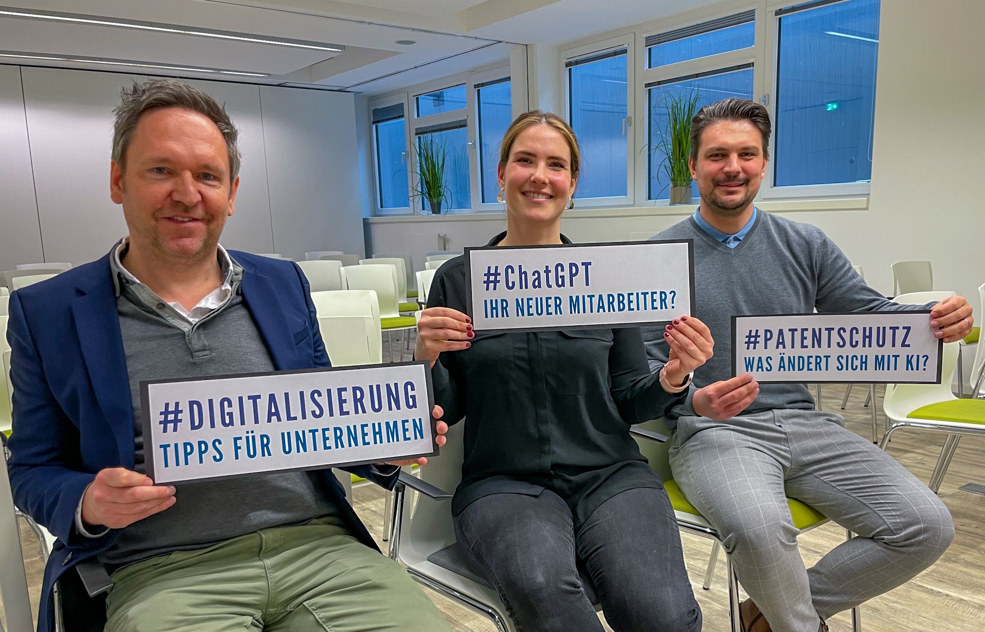 Sven Samplatzki (TZEW), Jennifer Coordes (WLH) und Dr. Timo Maurer (WLH) stellen gemeinsam die Kooperationsveranstaltung vor.