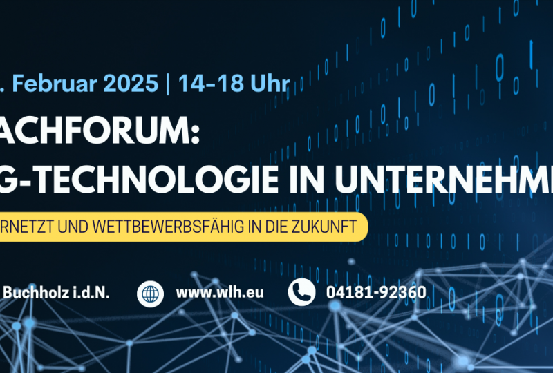 Grafik mit relevanten Informationen zum Fachforum 5G-Technologie in Unternehmen.