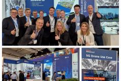Daumen hoch für die erfolgreiche Generalprobe des 5G-Real-Labors im TIP Innovationspark: Das Messe-Team von WLH und Media Broadcast auf der Hannover Messe 2023. (c) Media Broadcast